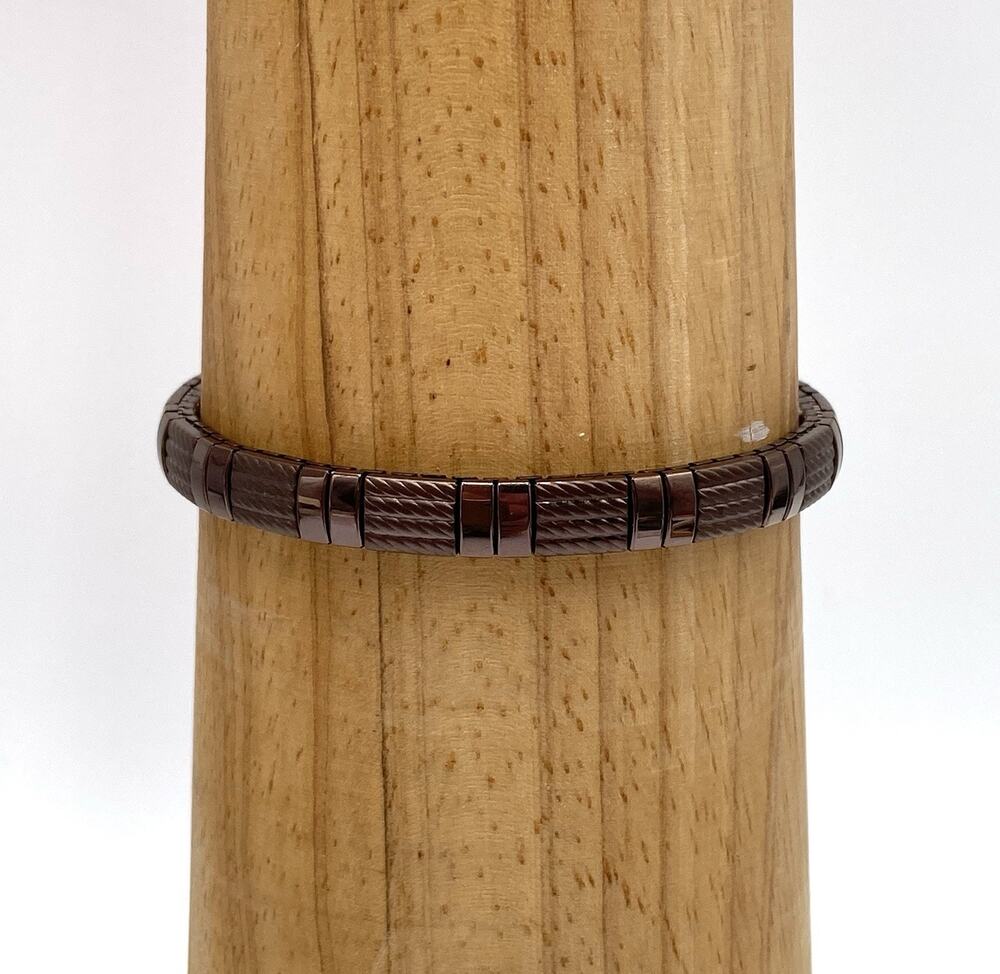 Milor Bracelet Stainless Steel Panel Stretch Bangle Bronze Tone 7”